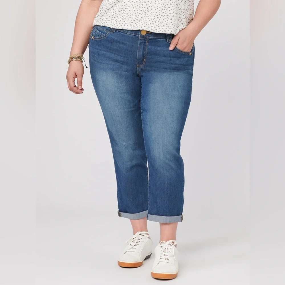Democracy Ab solution Ankle Crop Jean Dark Wash Denim Women’s Plus Sz 24W NWT‎